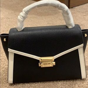 Michael kors navy blue and white bag